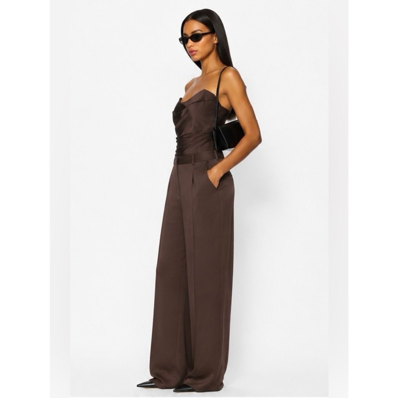 Nwt The Sei Relaxed Wide Leg Trouser In “Cocoa” Brown — image 3 of 7